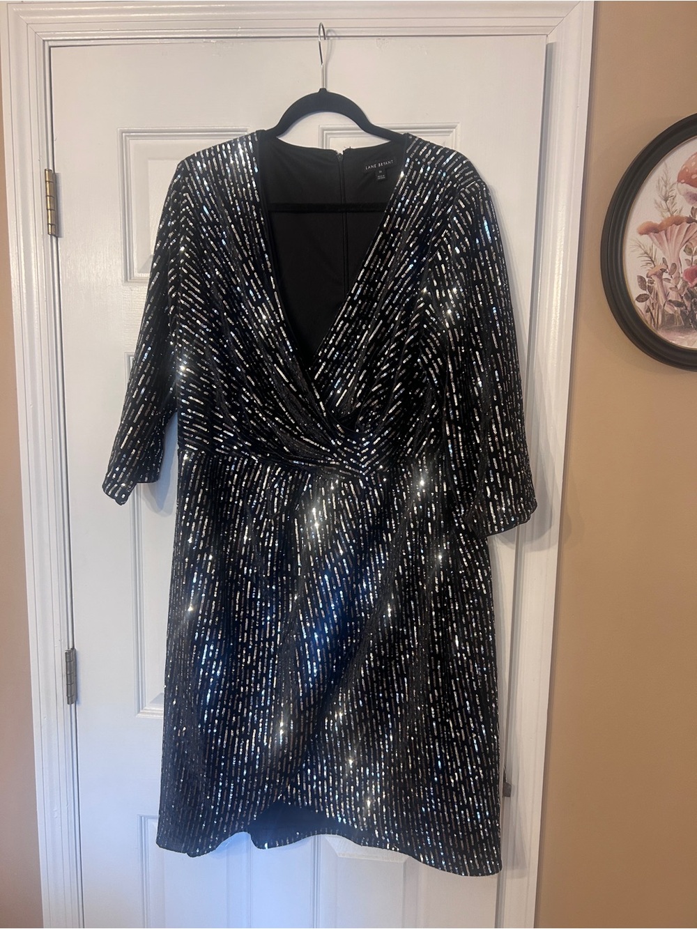 Lane Bryant Black Sequin V-Neck Party Dress